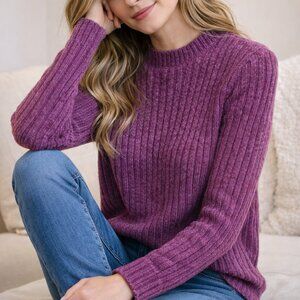 Ribbed Chenille knit Sweater – Plum / Berry, Jachs Girlfriend New York designer